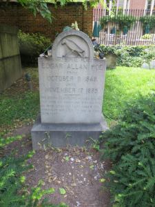 Poe's original resting place with the newer marker. Photo taken by me.
